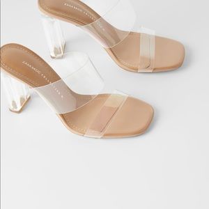 Vinyl sandal heels with clear heels